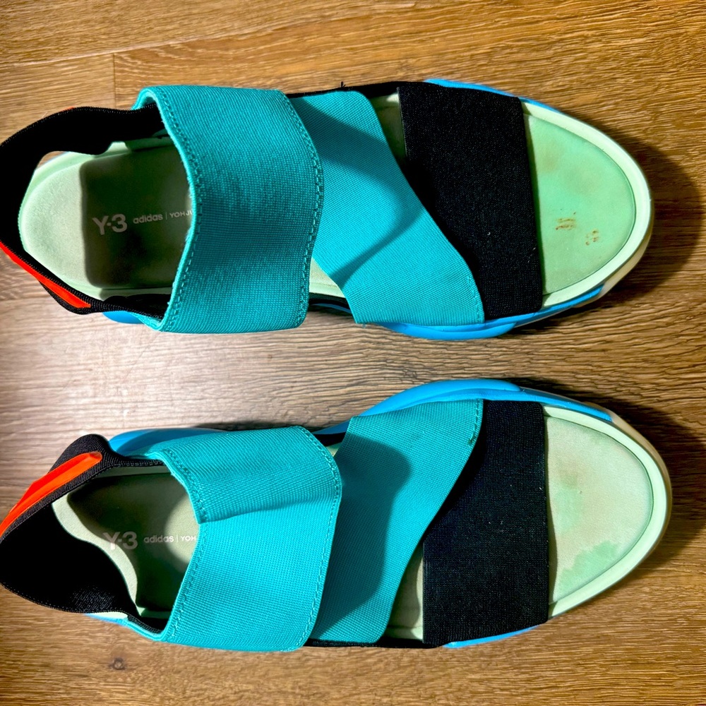 Adidas Y-3 Hokori Sandals Unisex Mens 6.5 Yohji Yamamoto Green Shoes Platform.